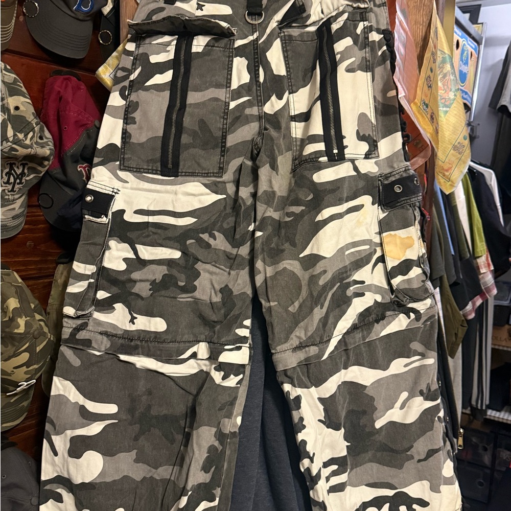 Tripp NYC Black and White Camo Cargo Pants - Picture 3 of 5